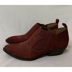Lucky Brand Joelle Burgundy Suede Western Booties Women’s Size 7.5M